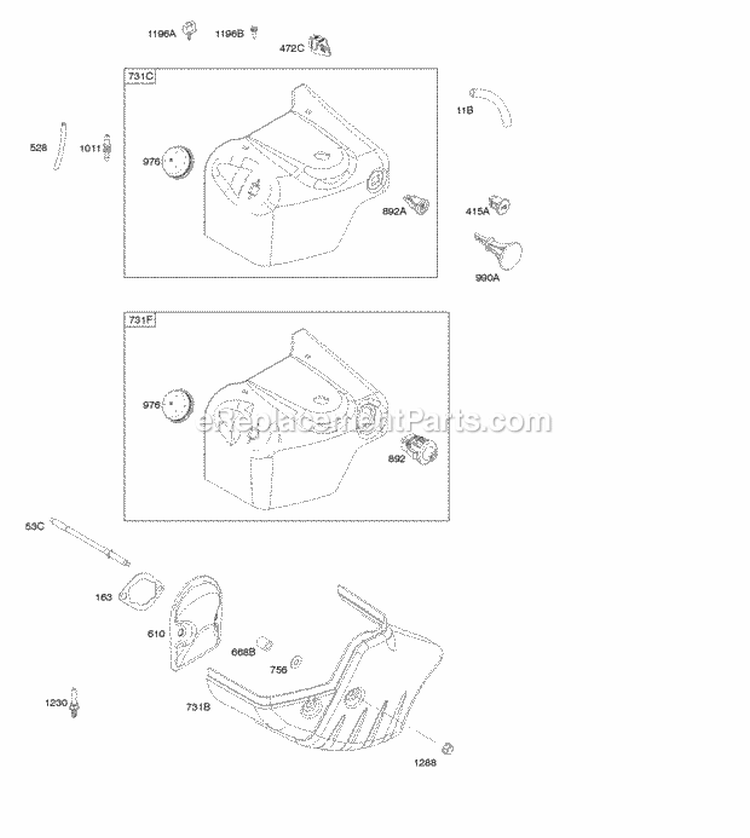 Blower HousingShrouds Diagram and Parts List for  Briggs and Stratton Engine
